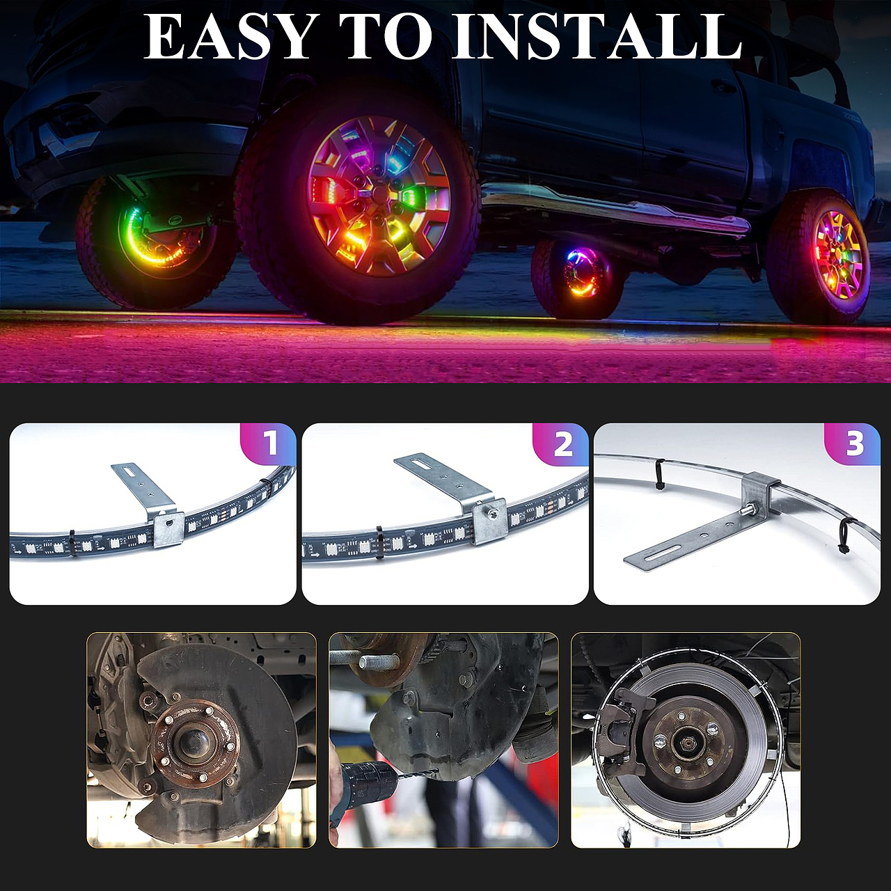亚马逊车轮毂彩色LED灯主图