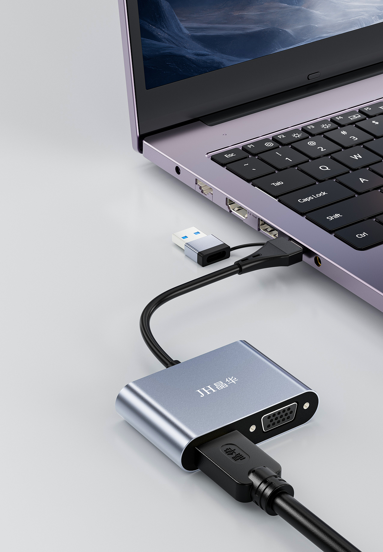 JH/晶华 (VGA 转HDMI+VGA)C4D3C产品渲染