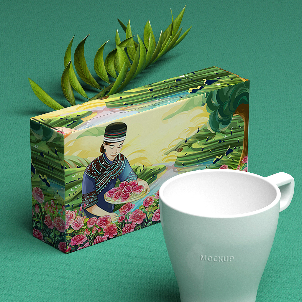 鲜花饼插画包装\红河哈尼族
