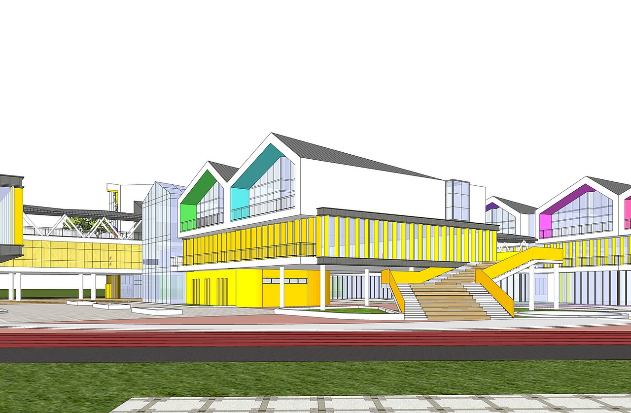 现代幼儿园SU模型下载