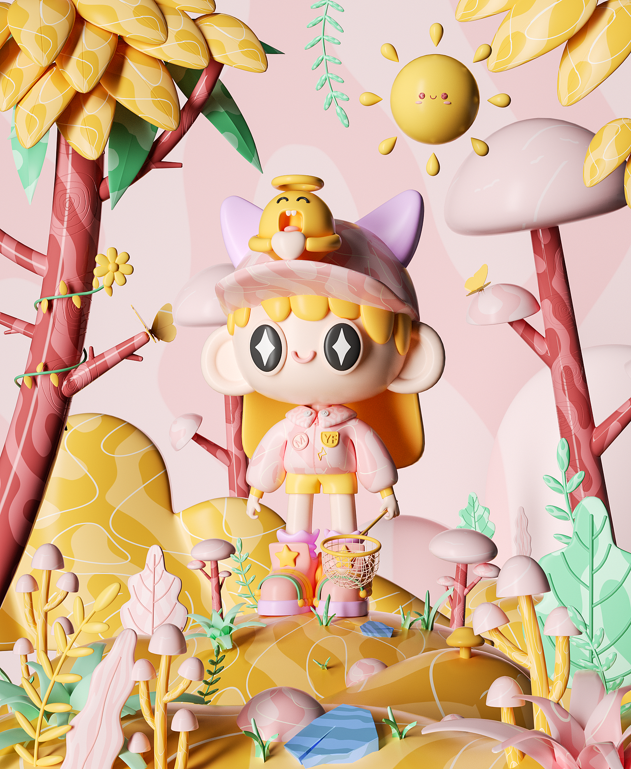 c4d 第三个作品 卡通美少女c4d场景渲染（图ZMzEzNzQ0MzM2） - 人物/生物 - 站酷设计师帅帅山原创素材 - 站酷ZCOOL