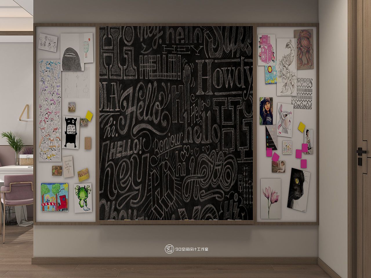 90空间设计∣260㎡,对称布局+水墨画搭配出的中式浪漫