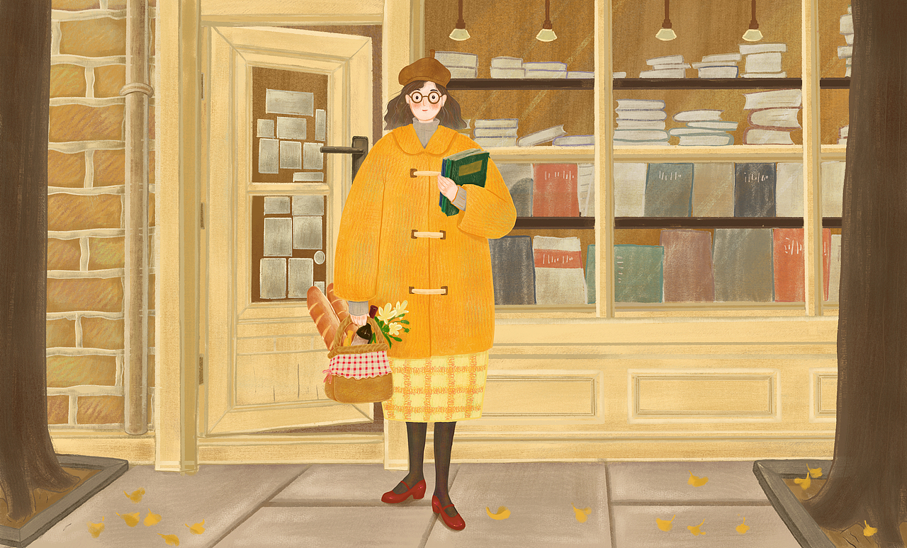 街角书店门口的女孩