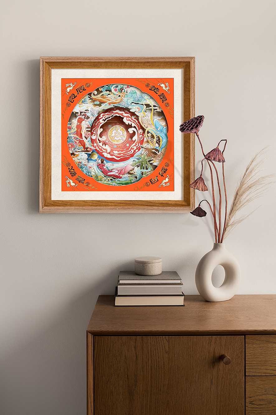 盒盖部分的纸雕可以拆下来作为装饰画,减少了纸张的浪费,并增加了曝光机会! 可谓一举两得