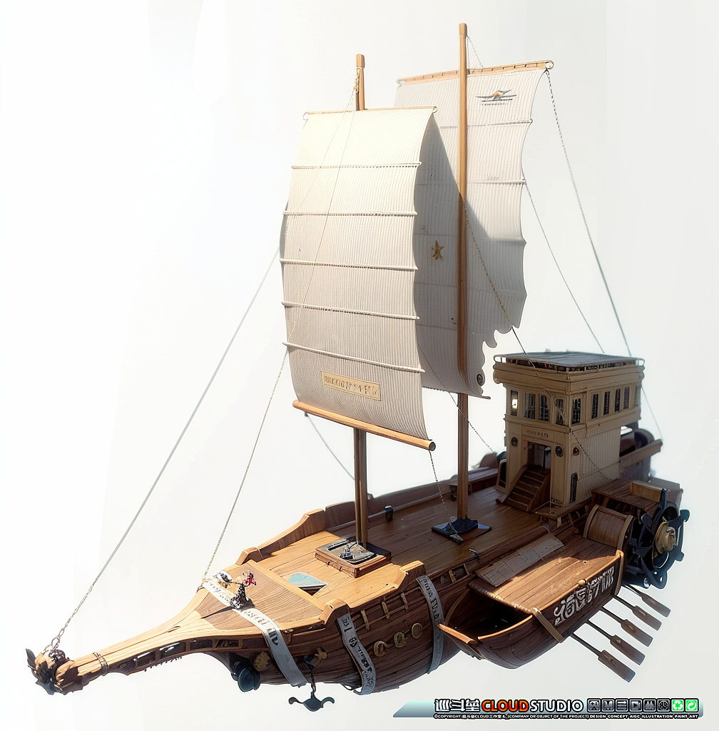 SD原画 多模型底图设计 飞艇建筑