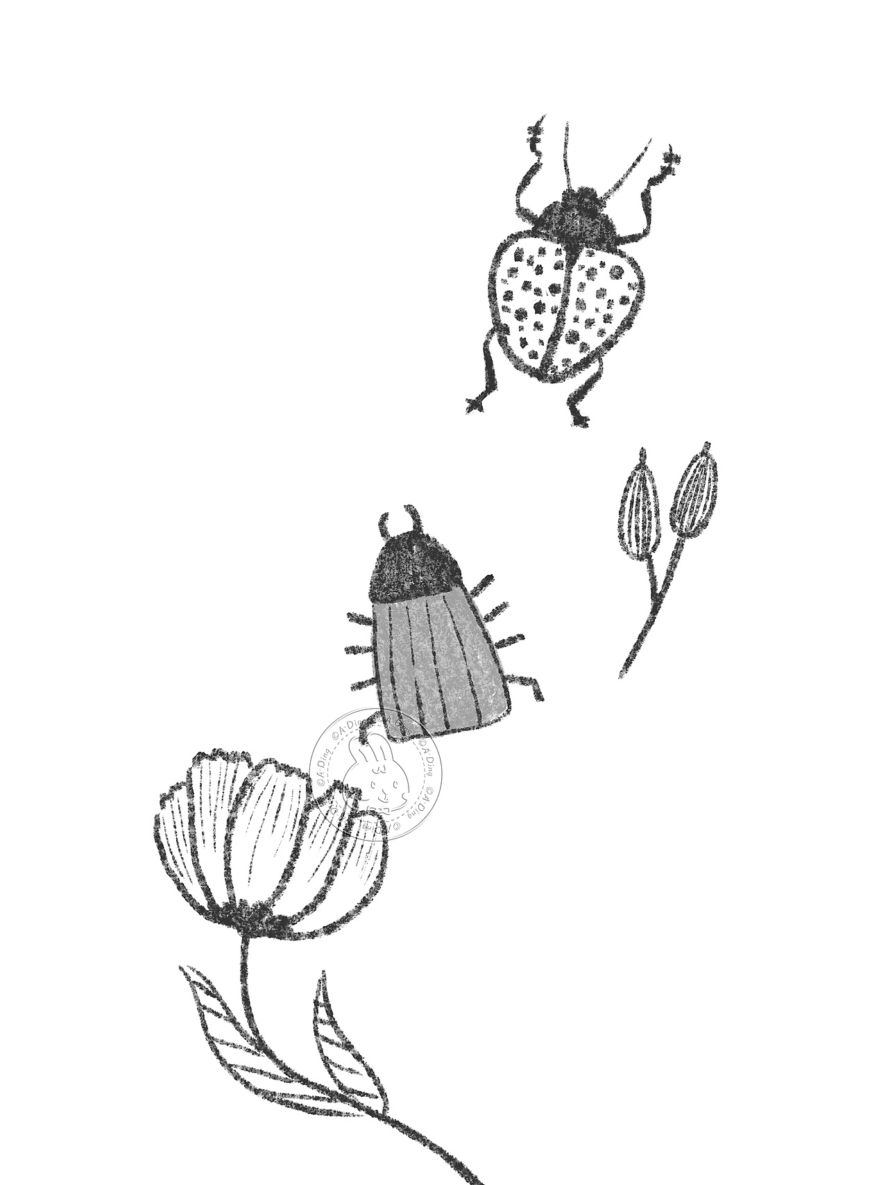 黑白手账素材-昆虫记-简笔画昆虫植物（图ZMzU1MjQ5NjU2） - 创作习作 - 站酷设计师绿瓷叮叮原创素材 - 站酷ZCOOL