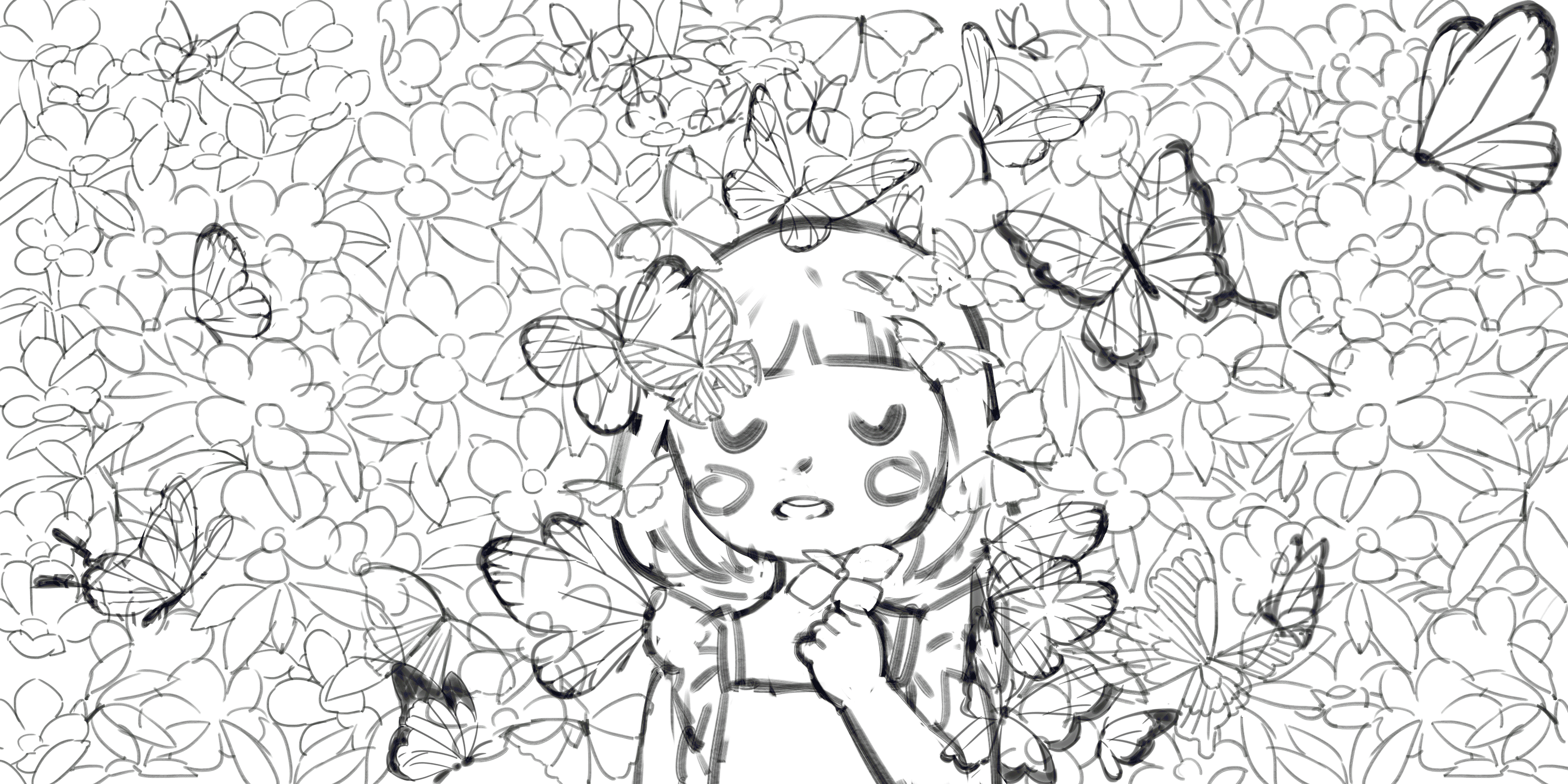 绘画过程(春暖花开插画系列)