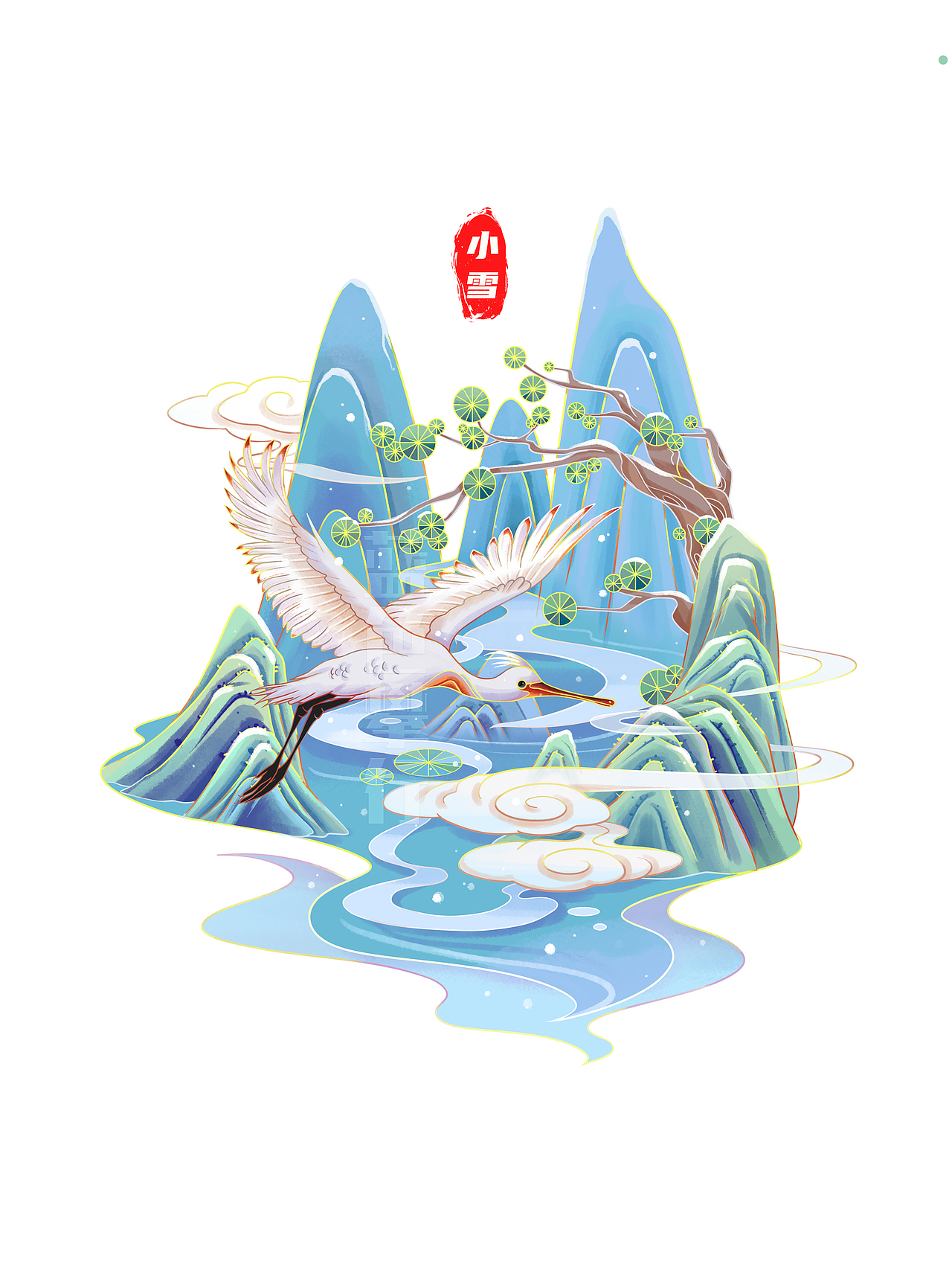 国潮冬天节气插画合集