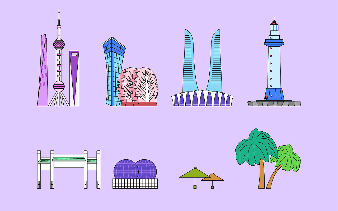 城市插画系列（图ZMzE1MTE5NTI4） - 商业插画 - 站酷设计师Seventeen.原创素材 - 站酷ZCOOL