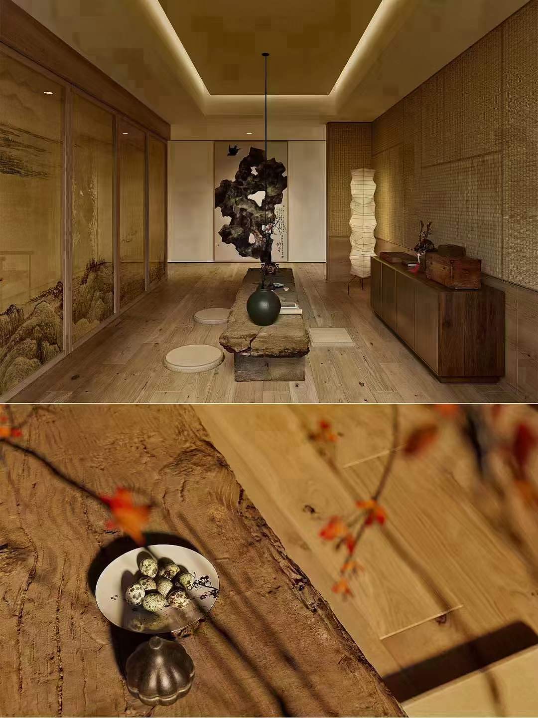 暖色调材质是荼室设计中的一种重要元素