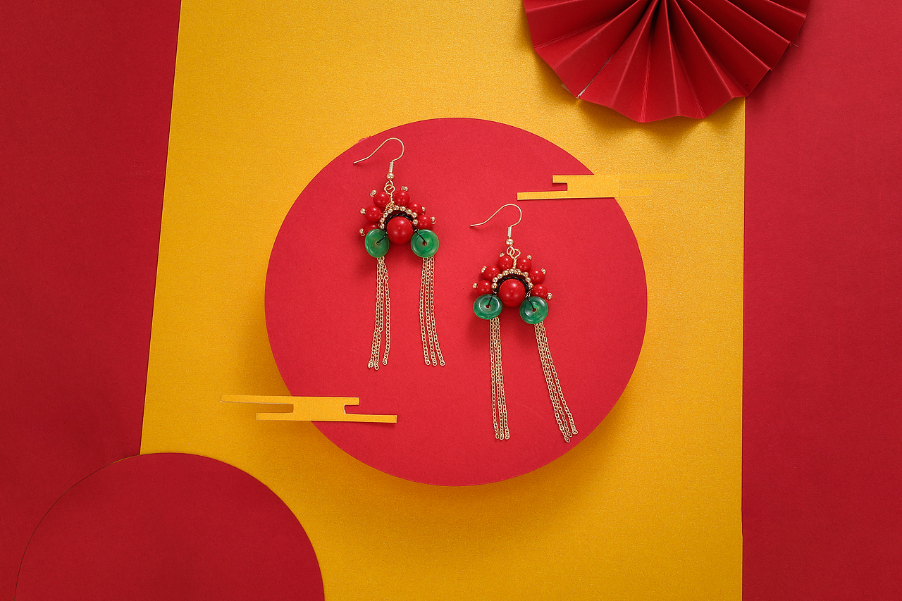 【珠宝拍摄】国潮极简风格耳钉 饰品首饰拍摄