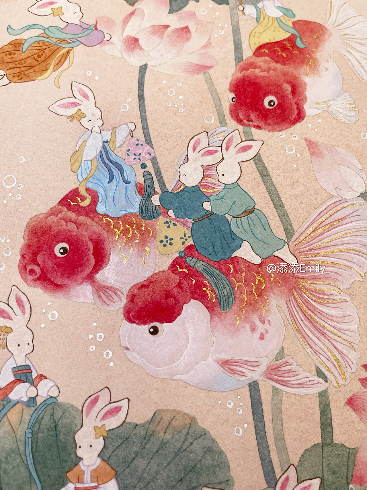 莲莲有鱼（兔崽崽系列）（图ZMzMxNzY1Nzky） - 商业插画 - 站酷设计师添添Emily原创素材 - 站酷ZCOOL
