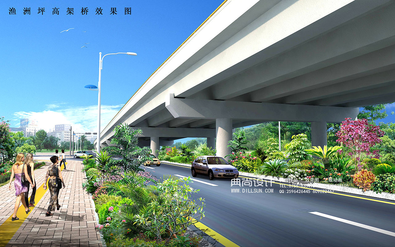 跨线桥效果图作品高架桥
