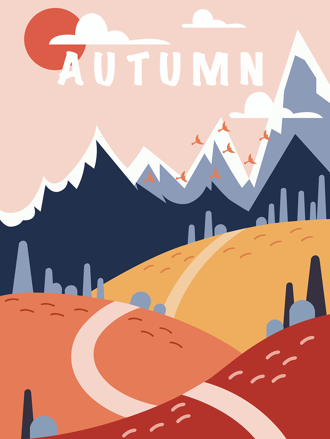 日出印象 插画四季海报