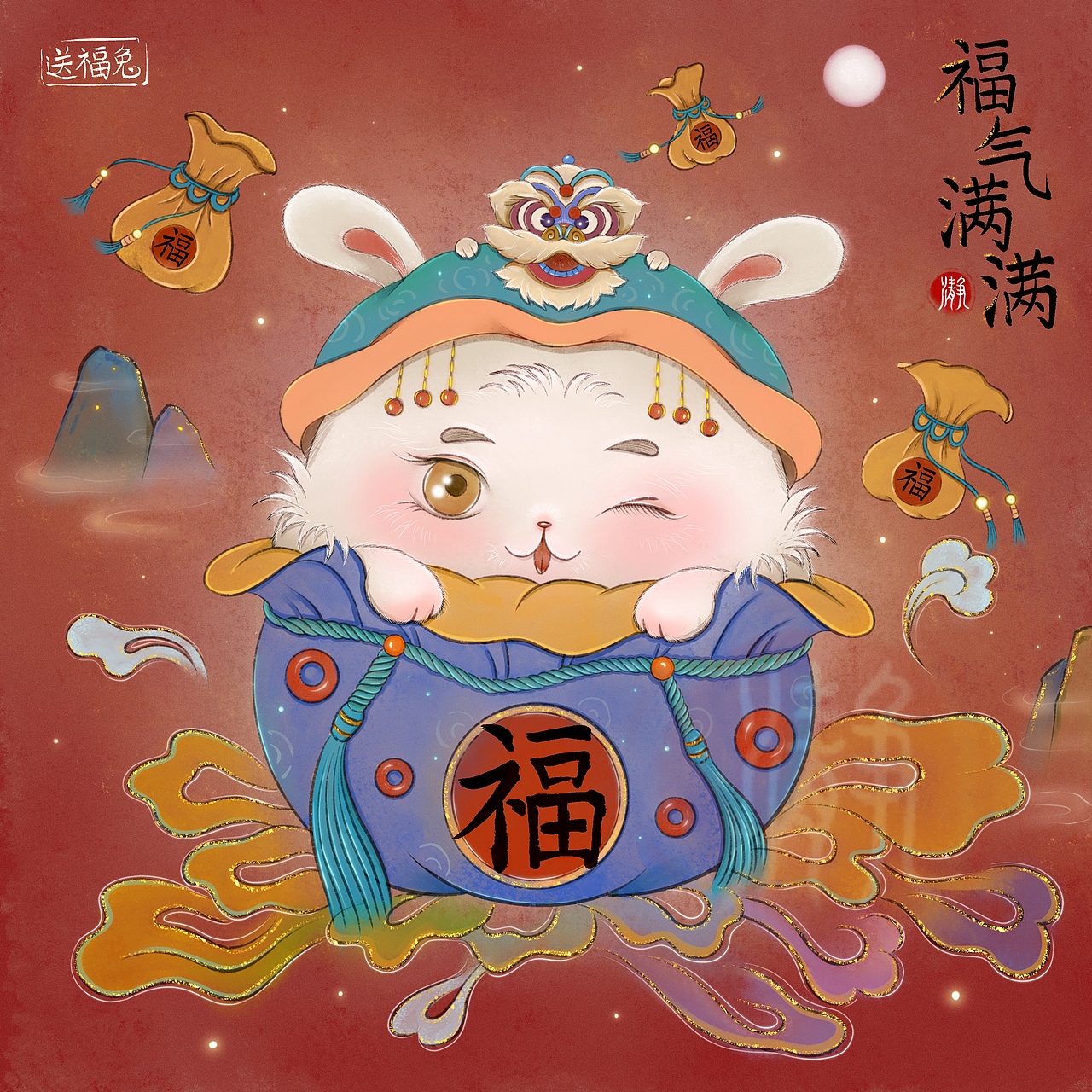 小月兔新年祈福系列（图ZMzIzODQwNjA0） - 创作习作 - 站酷设计师瀞土原创素材 - 站酷ZCOOL