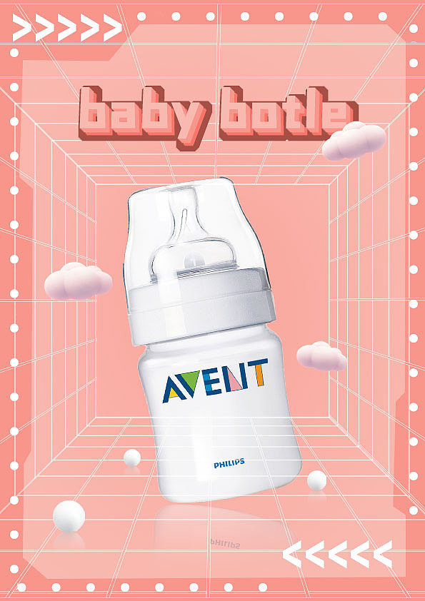 婴儿奶瓶海报宝宝用品海报设计感母婴用品海报系列