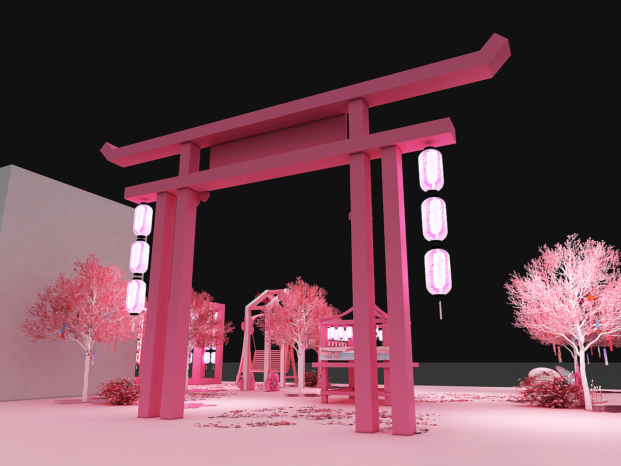 3D效果图设计 商场大型广场樱花节活动美陈设计（图ZMzA5MDM2Mzcy） - 场景 - 站酷设计师艾蓝木子原创素材 - 站酷ZCOOL