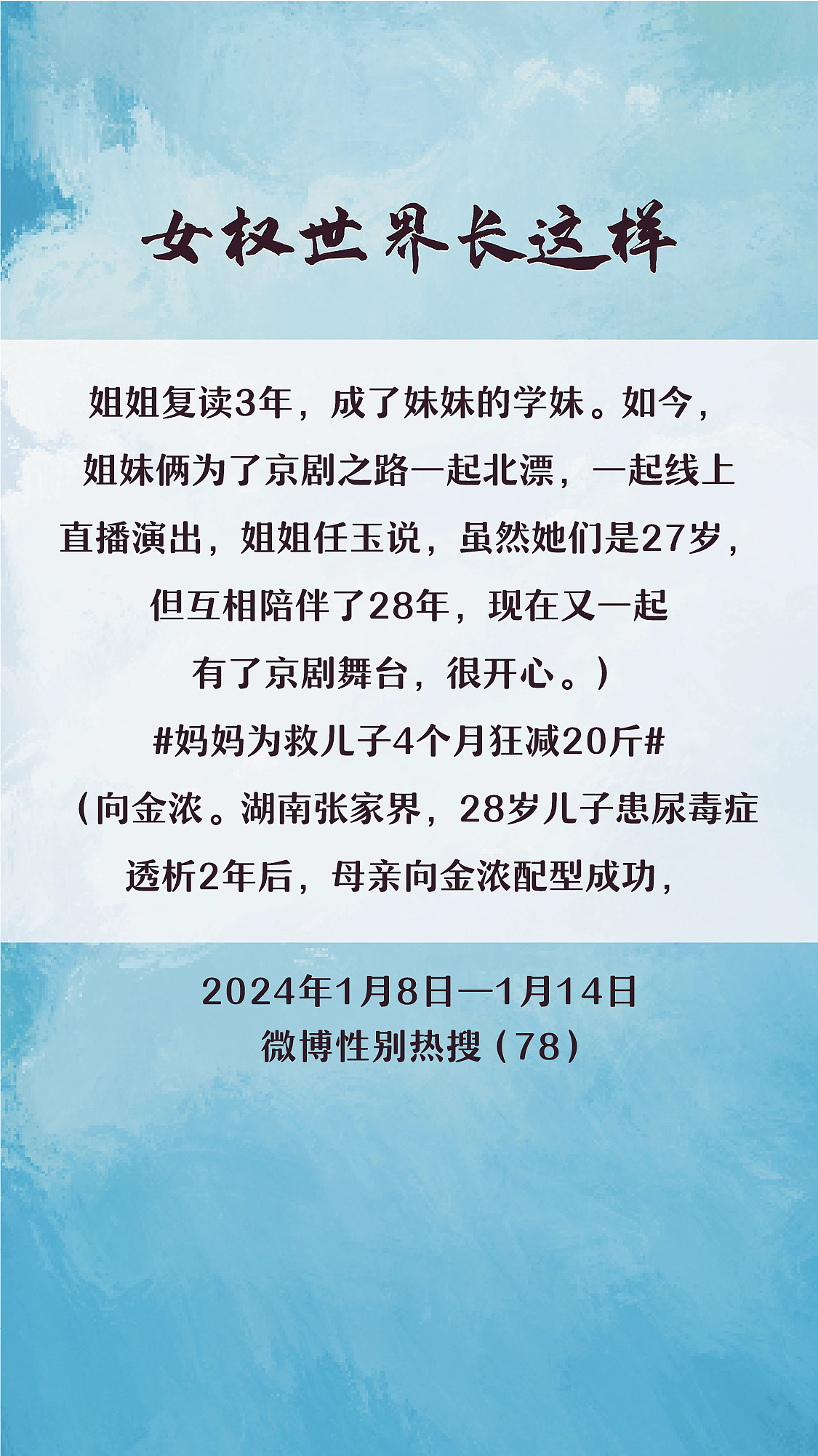 阿p-女权世界长这样74: 1/8/2024-1/14/2024（上）