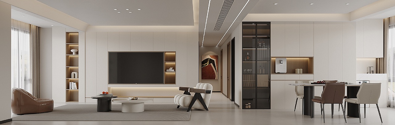 现代客餐厅——白龙马效果图