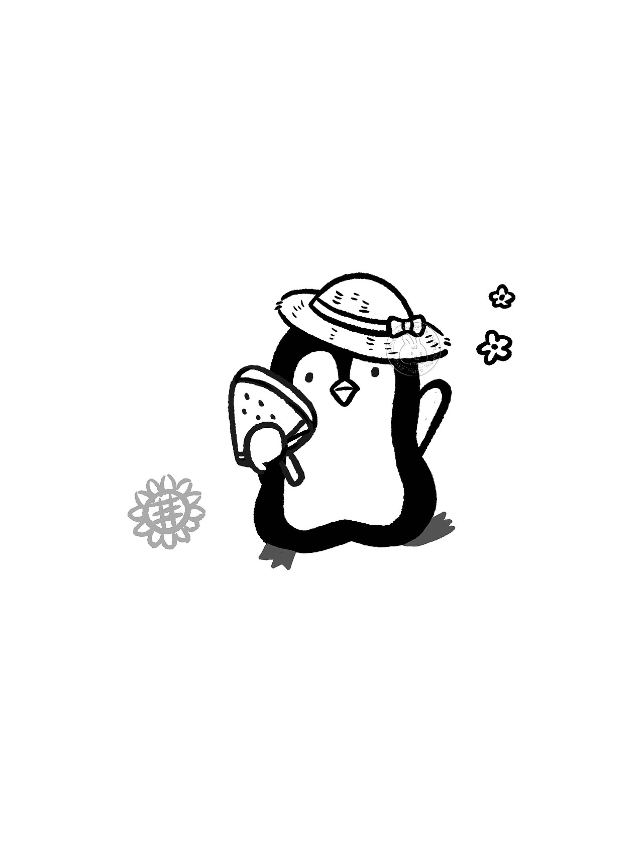 黑白手账素材-夏天不能没有冰淇淋-简笔雪糕