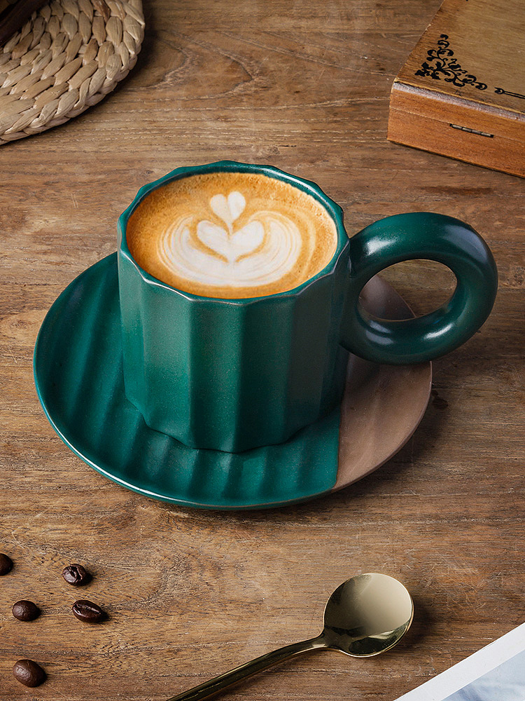 枯山水复古咖啡杯碟-暗调