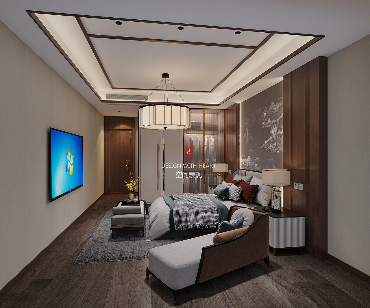 V8空间表现 | 中式公寓设计（图ZMzAzNjA5MDIw） - 家装设计 - 站酷设计师V8空间表现原创素材 - 站酷ZCOOL