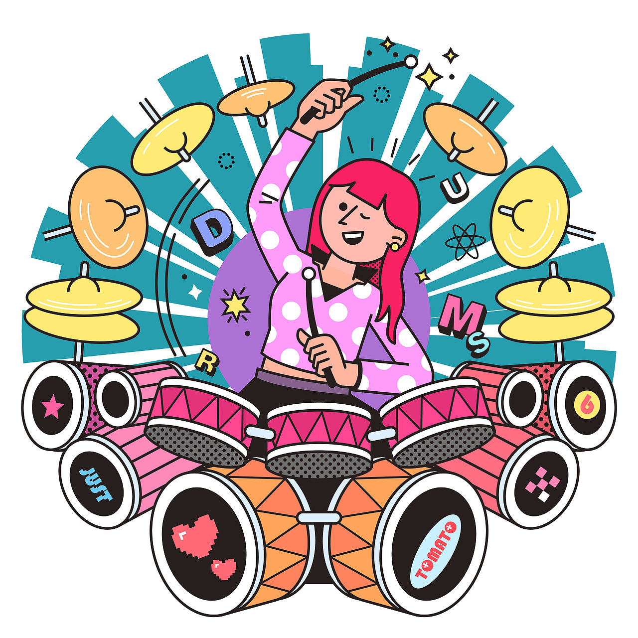 吹拉弹唱集合（图ZMzI3MjM2MTg4） - 新锐潮流插画 - 站酷设计师瞳嘞个瞳原创素材 - 站酷ZCOOL