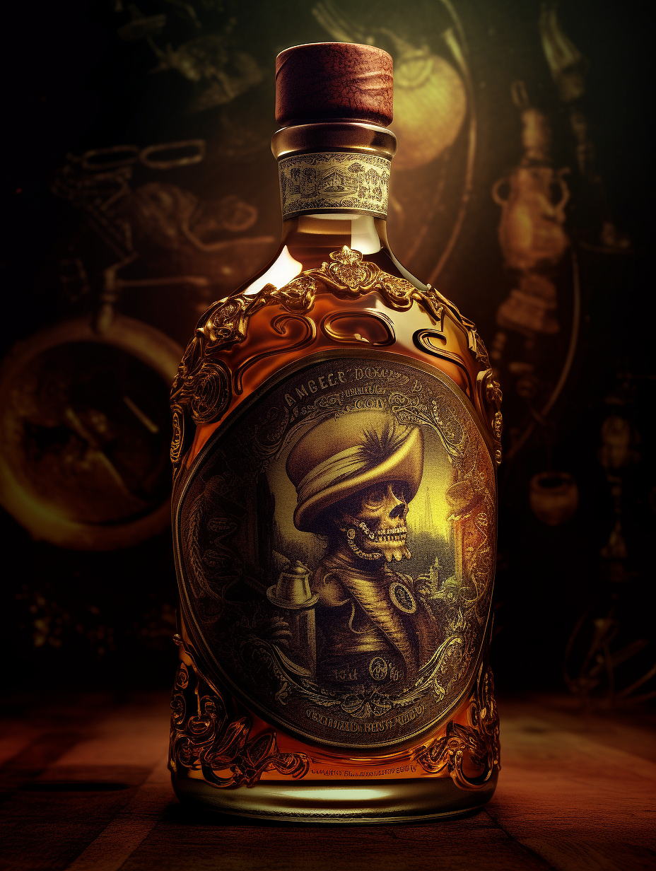 AI灵感-复古插画风洋酒包装