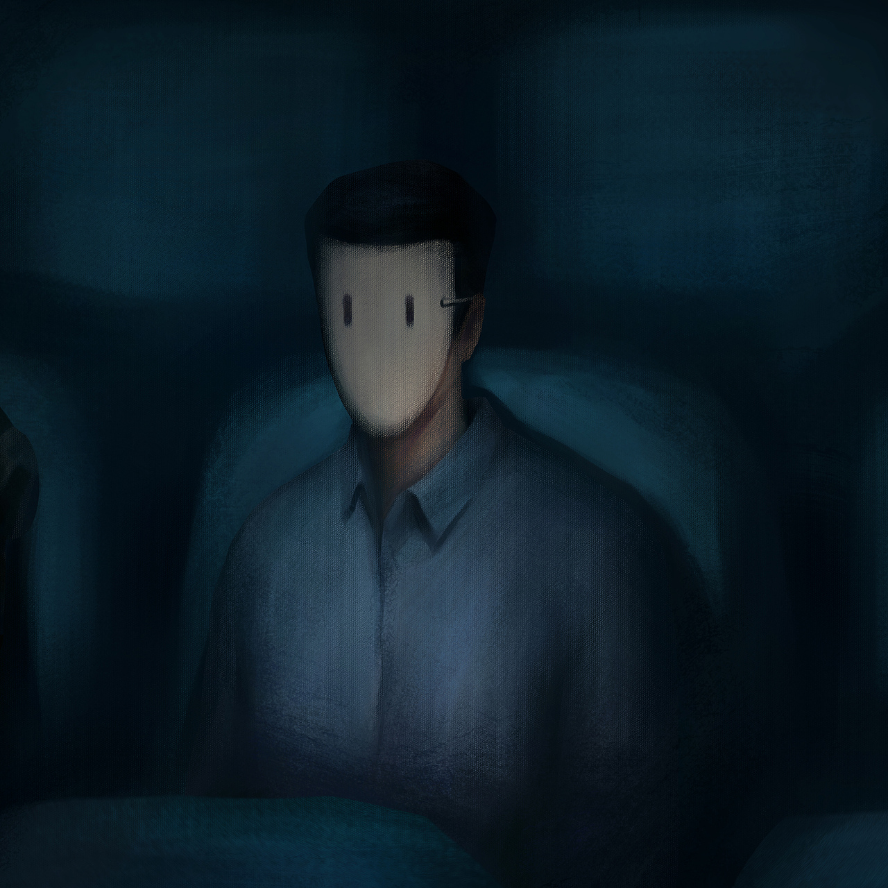 鲜花与面具——情绪氛围感艺术插画