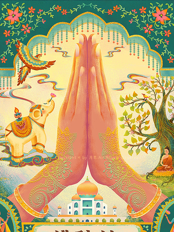 《佛陀传》封面（图ZMzQ3NDA1OTUy） - 绘本 - 站酷设计师月茗原创素材 - 站酷ZCOOL