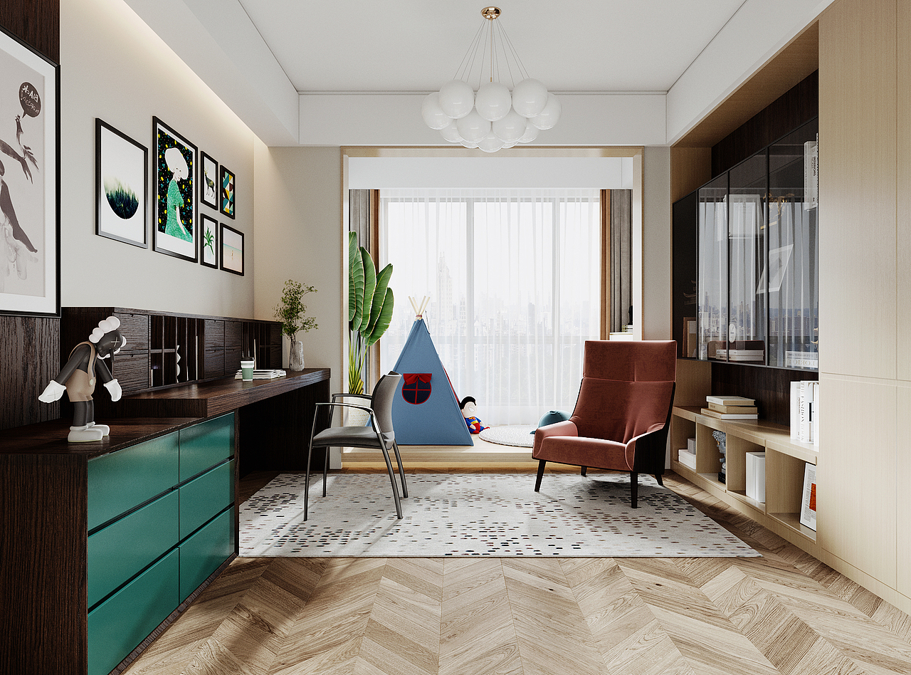 现代简约平层分享（图ZMzE2MTM4NjQ0） - 家装设计 - 站酷设计师流年效果图表现原创素材 - 站酷ZCOOL