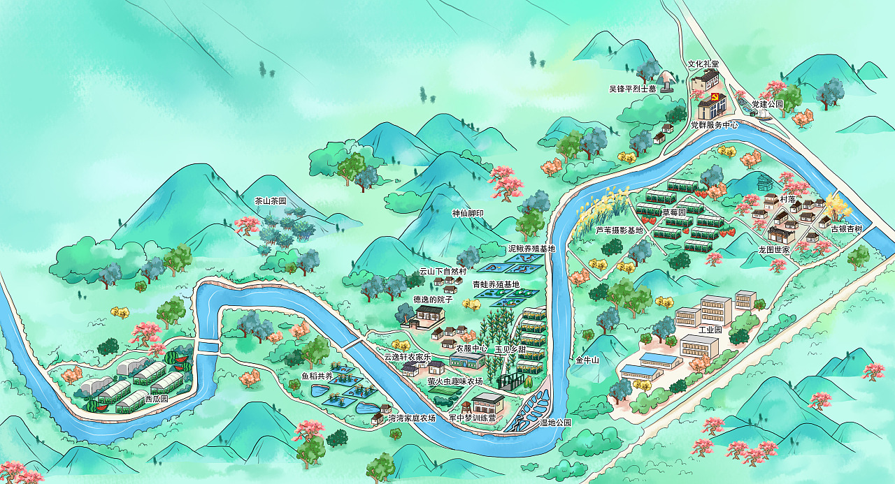 莲花村手绘地图