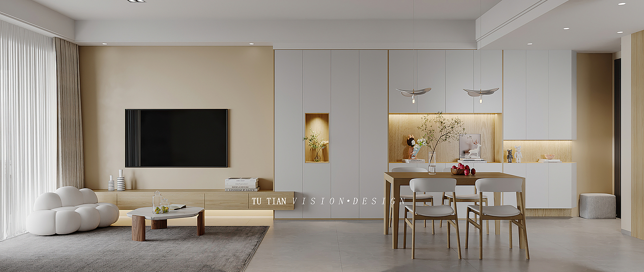 现代原木简约白~