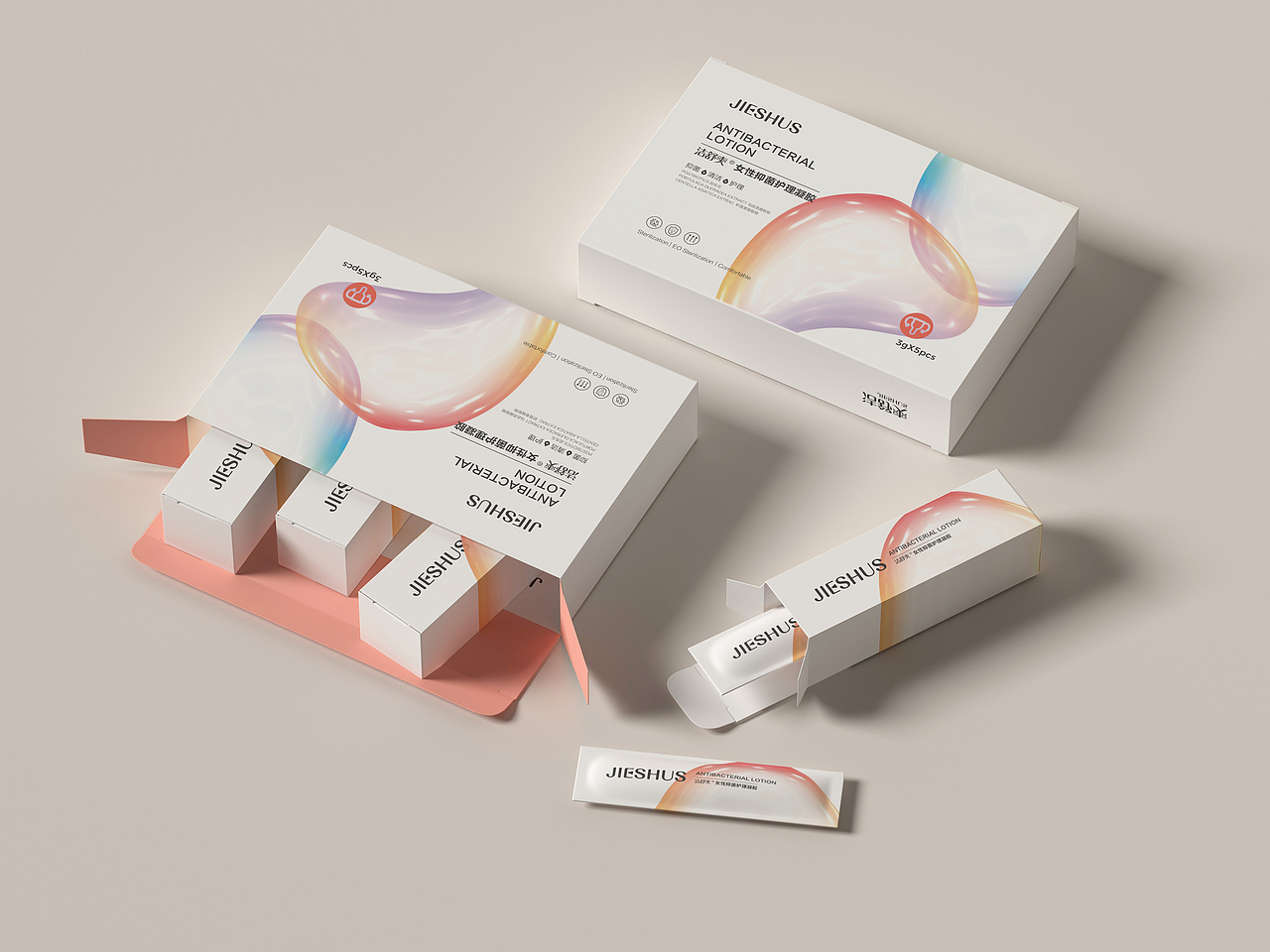 JIESHUS洁舒爽品牌LOGO、瓶器、产品包装方案设计