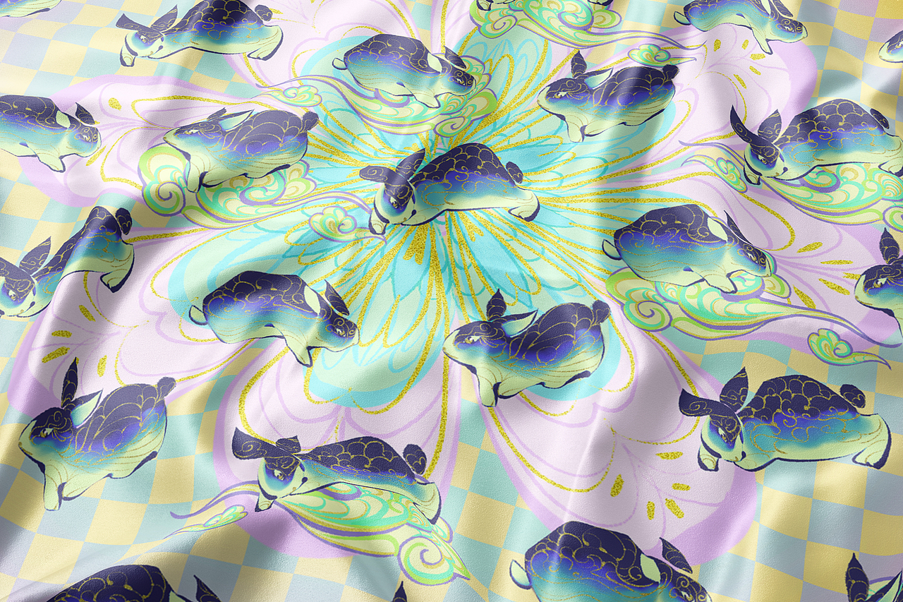 2023国潮兔年丝巾设计-玉兔呈祥（图ZMzIzNTU0OTY4） - 商业插画 - 站酷设计师woofowo原创素材 - 站酷ZCOOL