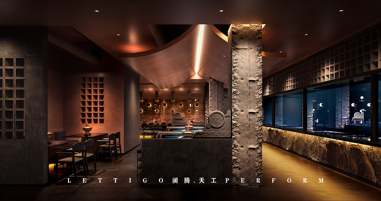 新中式火锅店（图ZMzI0MzIxOTM2） - 酒店餐饮设计 - 站酷设计师澜腾天工表现李工原创素材 - 站酷ZCOOL