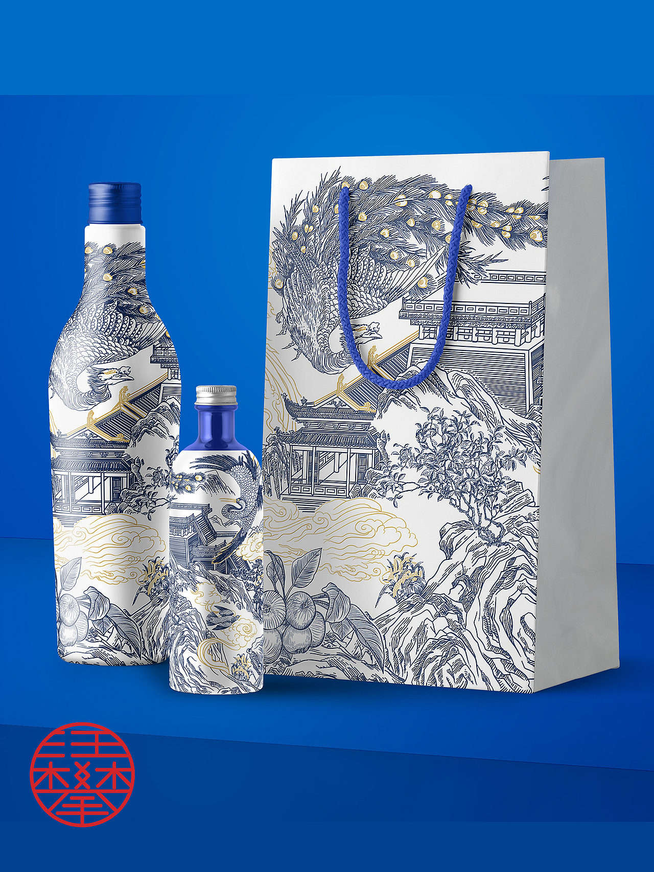 孔雀东南飞铜版画插画设计