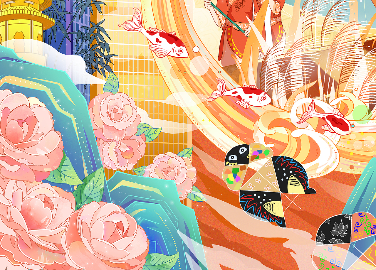 《昆明·春》国潮城市大场景插画