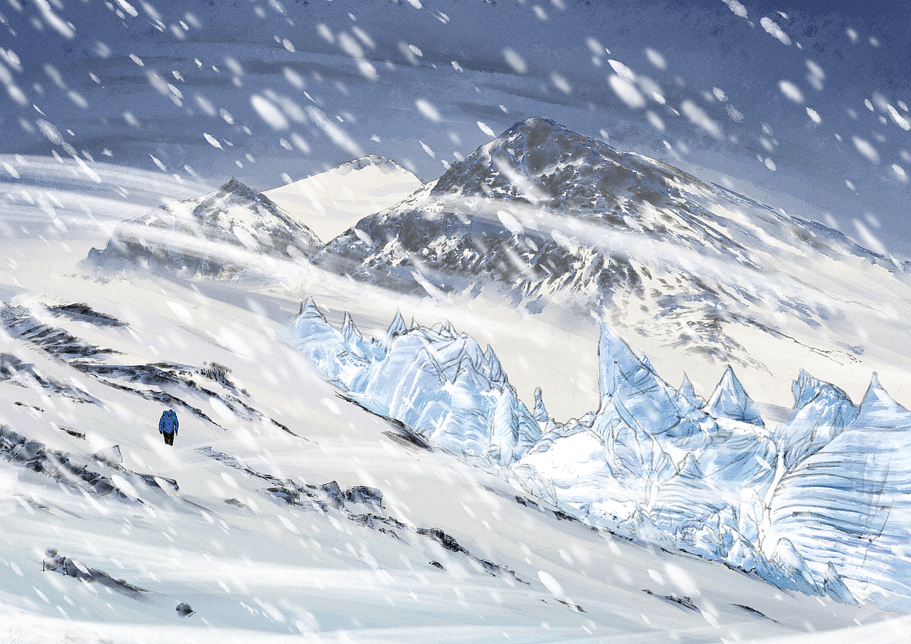 珠穆朗玛峰科考 插画 中国风