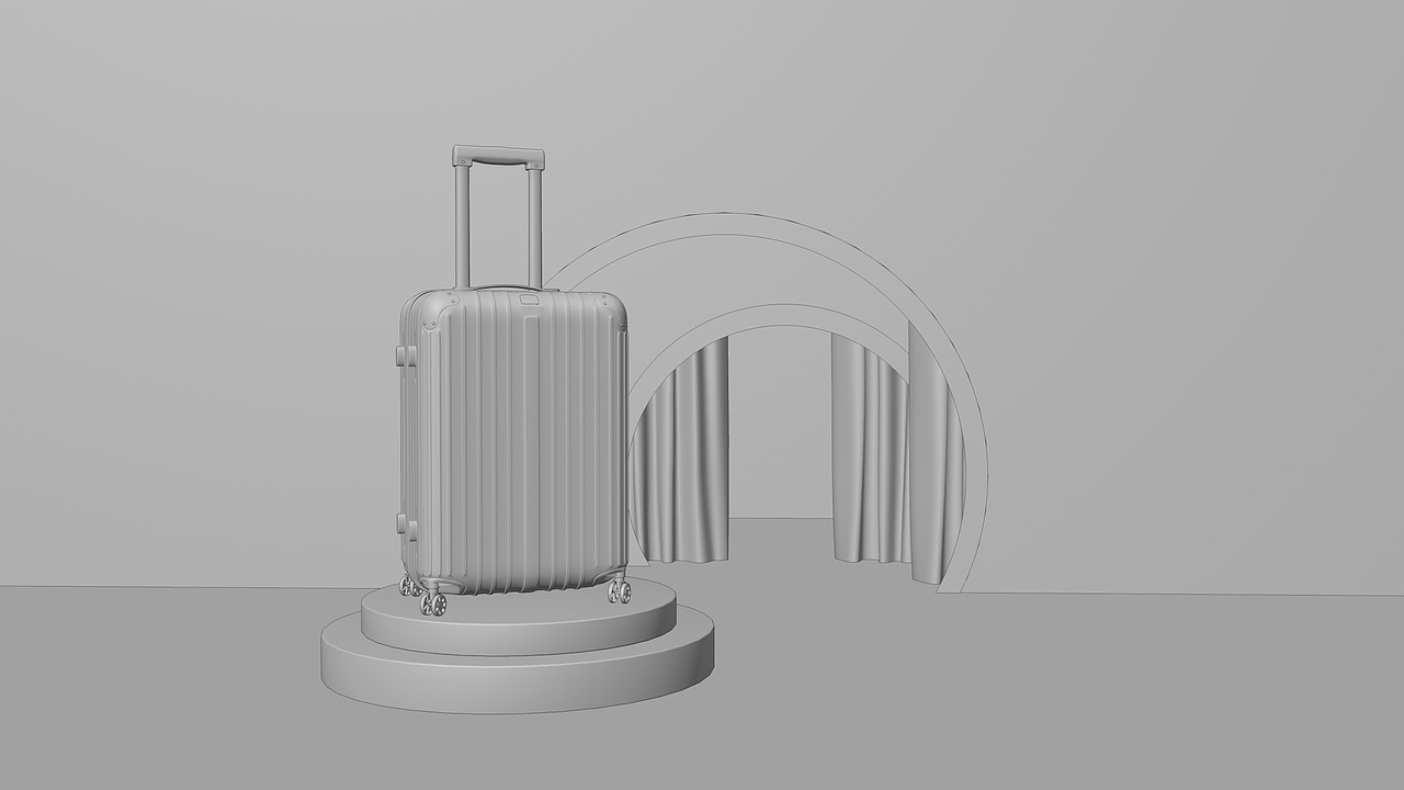 C4D行李箱/拉杆箱动画建模渲染