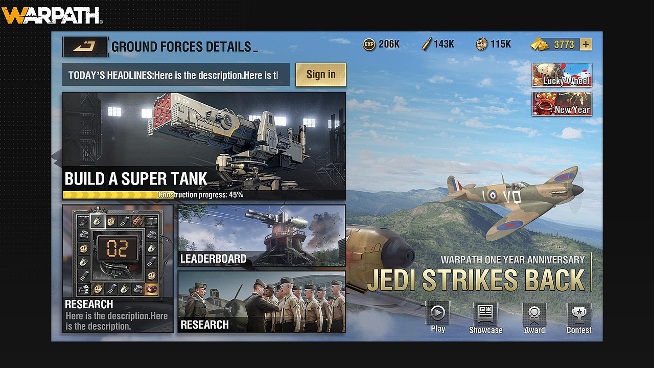 莉莉丝SLG《WARPATH-战火勋章》UI界面