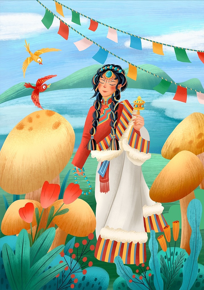 春天里的少女（图ZMjk4NDUwNTQ0） - 商业插画 - 站酷设计师李和曦原创素材 - 站酷ZCOOL