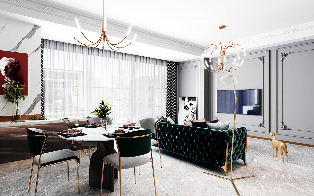 美式轻奢设计丨伴朝升暮落,浇筑浪漫温馨生活!