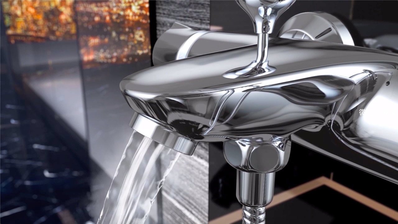 moen摩恩淋浴集智纤薄花洒龙头套装三维cg动画