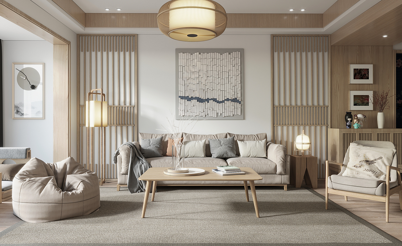 "返璞归真、与自然和谐统一"是日式风格的核心,也表现出主任讲究禅意,对淡泊宁静,清新脱俗生活的追求。整体布局简而不简,材质搭配素而不俗。设身处地中总能让人静静地思考,禅意无穷。