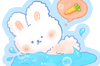 夏日小兔子插画