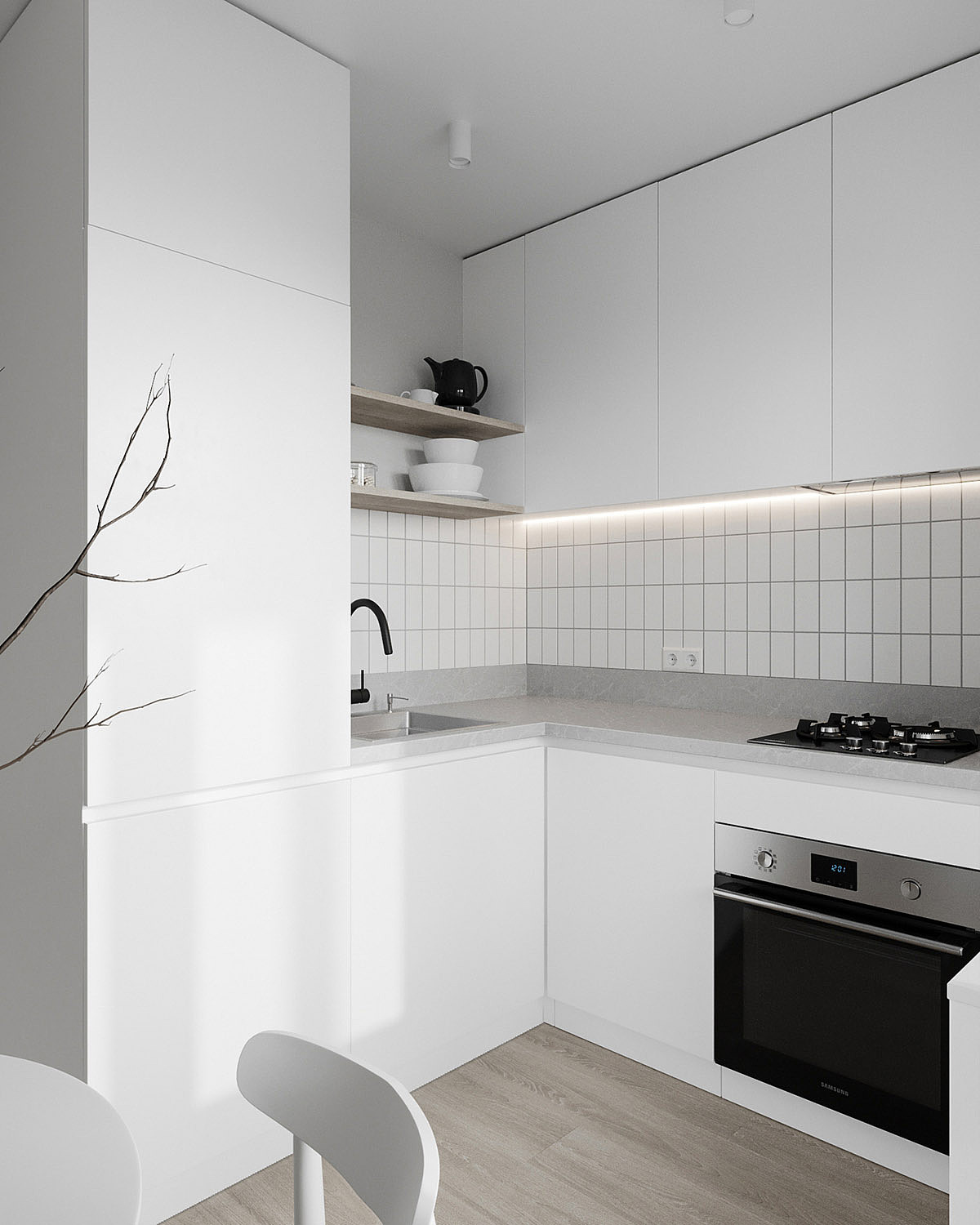 家装设计案例鉴赏——35㎡,白色简约实用单身小公寓