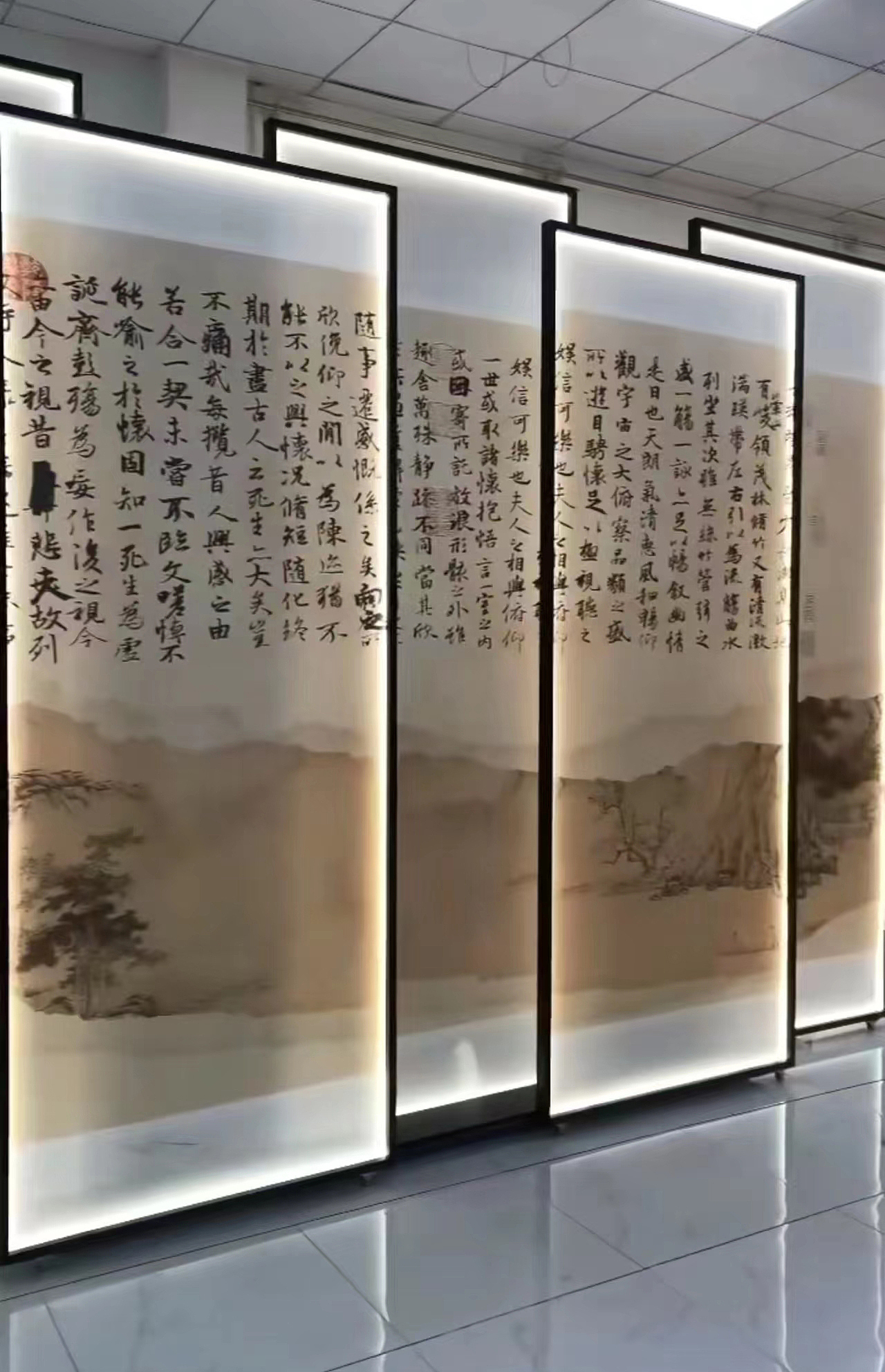 兰亭序纱画屏风 你看到的是隔断 别人看到的是文化价值