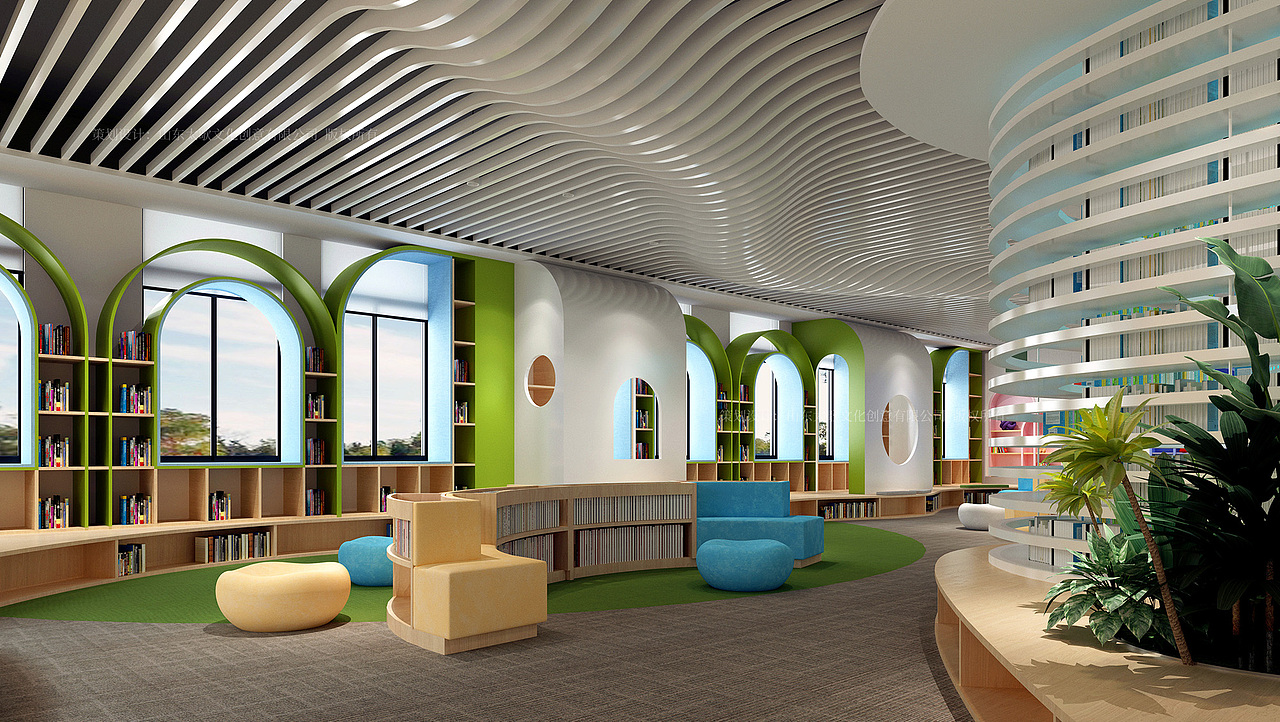 云世界实验小学图书馆设计（图ZMzI2MjM0NTE2） - 商业空间设计 - 站酷设计师太歌创意原创素材 - 站酷ZCOOL