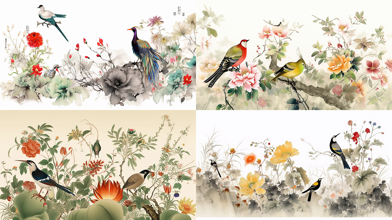 传统花鸟画、设色画、工笔画、水墨画（图ZMzM2NzQzNjg0） - AI作品 - 站酷设计师慶先生原创素材 - 站酷ZCOOL